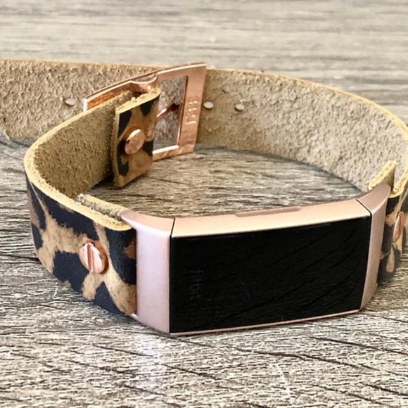 Fitbit Charge 3 Tracker Leopard Print Leather Band - Picture 7 of 7